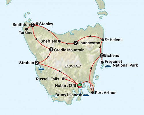 Tasmania in Depth Tour Map